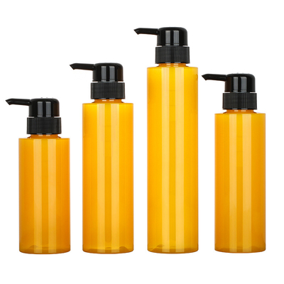Προσαρμοσμένο PET Στρογγυλό Lotion Pump Bottle Bottle Cylinder Κίτρινο χρώμα
