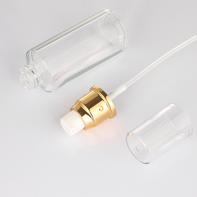 50ml κενά εμπορευματοκιβώτια λοσιόν πετρελαίου τρίχας ορών καλλυντικών μεταλλινών πολυτέλειας γυαλιού με τη χρυσή κορυφή πολυτέλειας