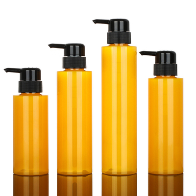 Προσαρμοσμένο PET Στρογγυλό Lotion Pump Bottle Bottle Cylinder Κίτρινο χρώμα