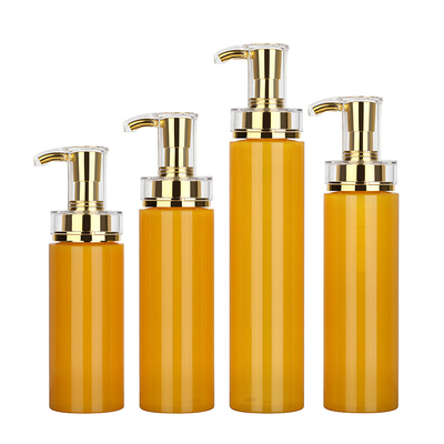 Custom Plastic Pet Body Lotion Μπουκάλι Σαμπουάν Αφρόλουτρο με Gold Pump 350ml