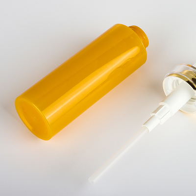 Custom Plastic Pet Body Lotion Μπουκάλι Σαμπουάν Αφρόλουτρο με Gold Pump 350ml