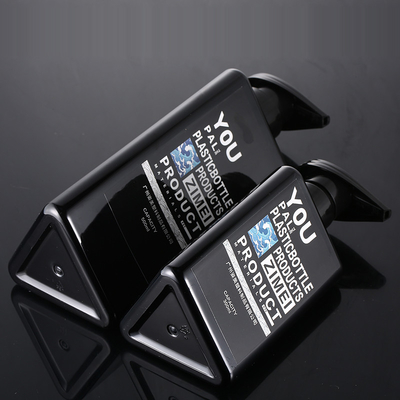 Χονδρικά 100ml 200ml 300ml τριγώνων μορφής ανακύκλωσης πλαστικά της Pet λοσιόν μπουκάλια σαμπουάν αντλιών 500ml εμπορευματοκιβωτίων μαύρα χωρίς αέρα