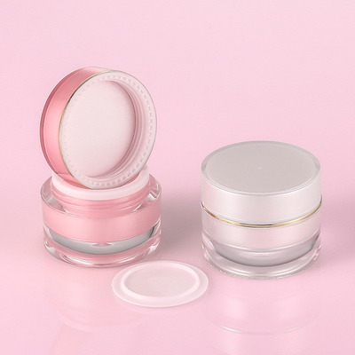 Το ρόδινο πολυτέλειας βάζο Skincare κρέμας σώματος βουτύρου συσκευάζοντας τρίβει με καλλυντικό εμπορευματοκιβώτιο πλαισίων κεφαλής κοχλίου το χρυσό