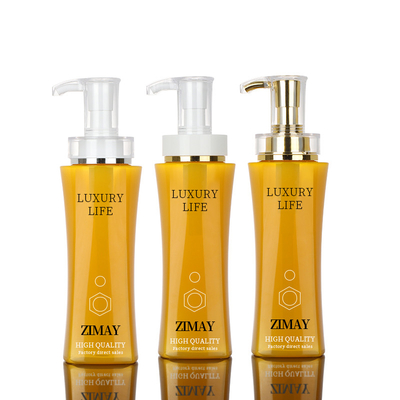 350ml 500ml πολυτέλειας κίτρινα χρώματος κενά λοσιόν μπουκάλια πηκτωμάτων ντους φροντίδας δέρματος της Kylie σώματος χωρίς αέρα με τη χρυσή αντλία